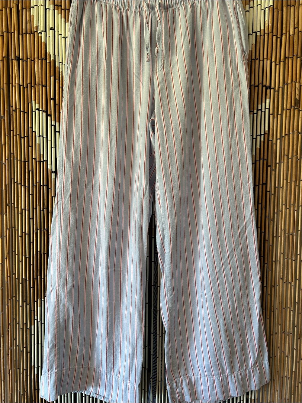 Auden Women's Blue Pajama Pants with Red Pinstripes
